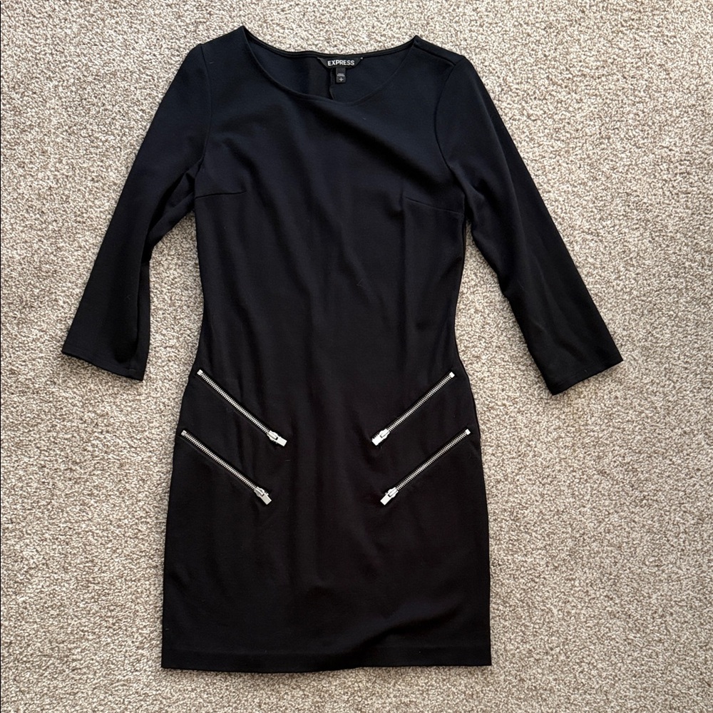 Express Black Dress with Zipper Details